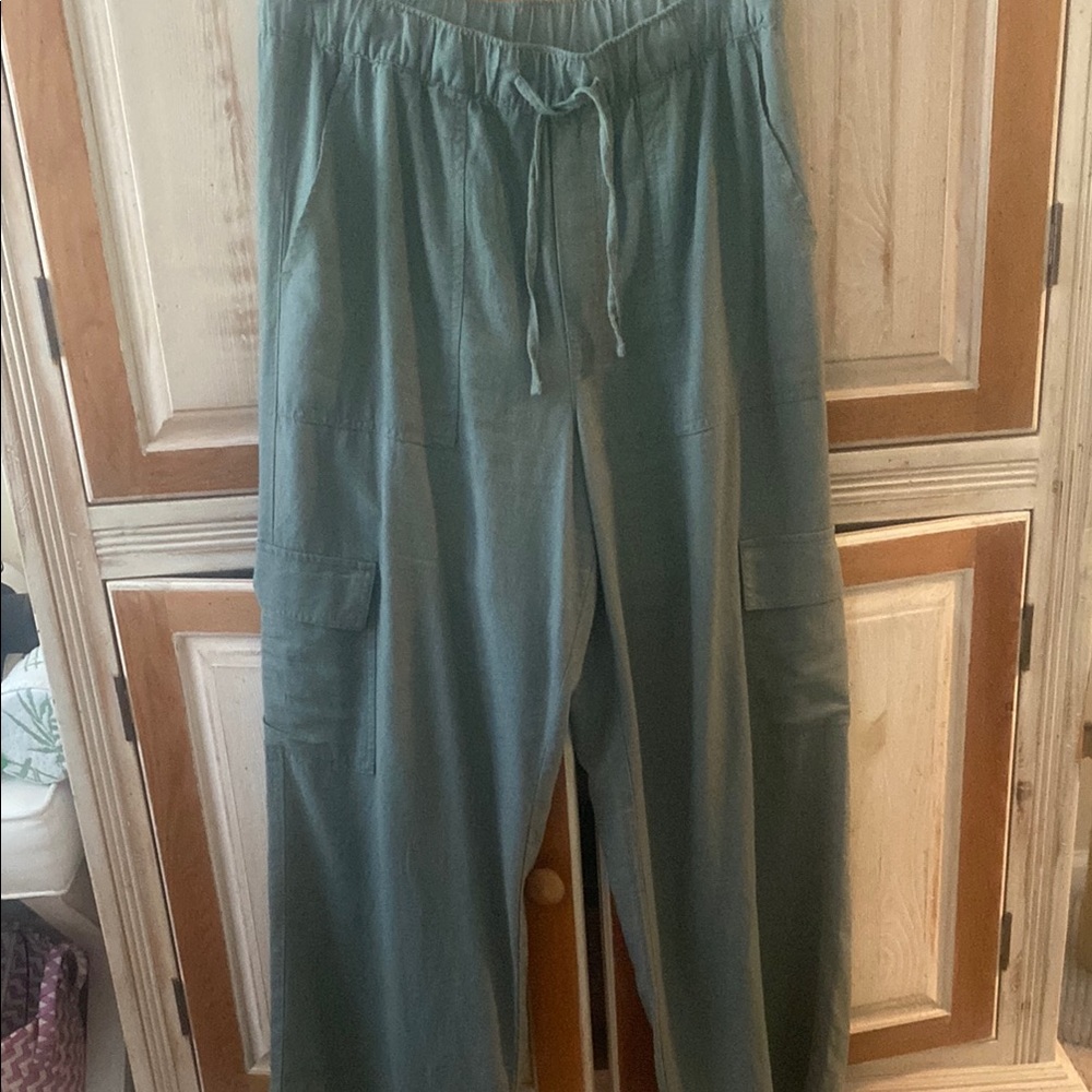 NWOT GAP Women's Linen Wide Leg Pants - Khaki Green